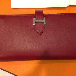 Hermes Bearn Wallet In Tadelakt Rubis BNIB