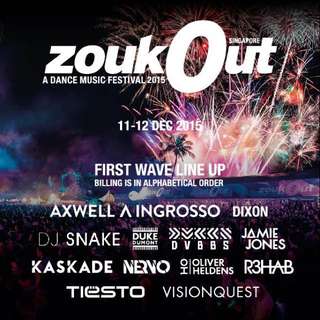 WTB 3 x ZOUKOUT DAY 2 TICKETS