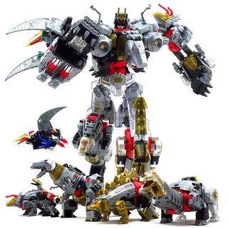 Transformers BPF Deformation Dinosaur FIT - KO ver of POTP Volcanicus / Dinobot Set of Grimlock , Slag , Swoop , Snarl & Sludge Plus One Autobot Logo Decal Sticker Sheet