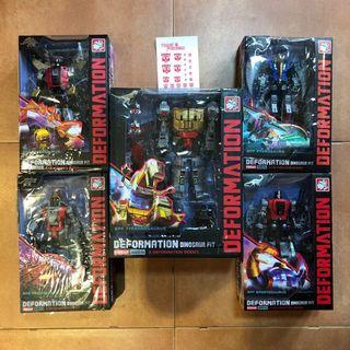 Transformers BPF Deformation Dinosaur FIT - KO ver of POTP Volcanicus / Dinobot Set of Grimlock , Slag , Swoop , Snarl & Sludge (MISB) Plus One Autobot Logo Decal Sticker Sheet