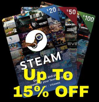 Steam Wallet Code up to 15%off