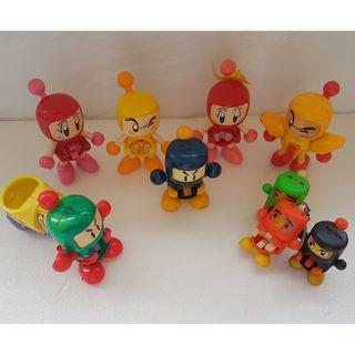 Old Toys, Action Figures, A set of 9 Bomberman Figurines, Hudson, Takara, Japan, Vintage Toys, Promotional Gift, Souvenirs, Memento, For Display, For Collector, Rare Collectibles, Art Décor, Action Hero