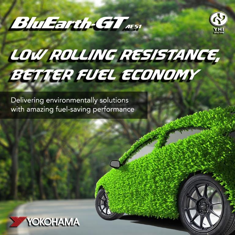 Yokohama BluEarth-GT AE51 Tyres (Category: New Tyres) located in Singapore. Submitted by yhi.sg (Listing ID 1039474444, Image 1). Description: The BluEarth technology designs Environmental Earth-Friendly tyres without compromising on it’s performance, rolling resistance and comfort. BluEarth-GT AE51 tire was developed as a grand touring tire for mid-range sedans, with specially developed ‘Dimple Shoulder’ tread pattern to deliver greater fuel eff