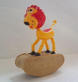 Art Décor, a Lion Rocker Push Puppet, 1970's Colourful Figurine, Rocking, Moveable, Old Toys, Fun Toys, British Patent, Advertisements, Rare Collectibles, Memorabilia, Memento, For Collector, Classic, Exquisite Toy