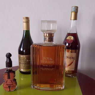 ROYAL STIRLING, GINSENG, BRANDY,STONE GRINDER, WOODEN BOX