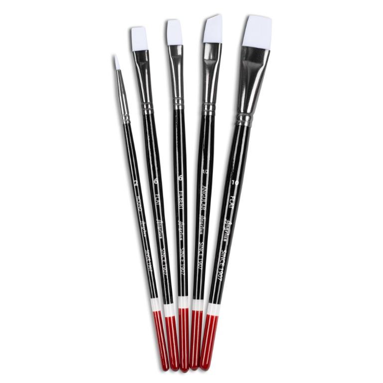 Angelus Paint Brush Set (Category: Craft Supplies & Tools) located in Singapore. Submitted by kunbo (Listing ID 1060234790, Image 3). Description: Ideal for Angelus Acrylic Paints. Made from synthetic fibers, Angelus Paint Brushes perform exceptionally well when paired with Angelus Acrylic Paints. The numerous soft fibers allow for longer, more satisfying strokes with minimal brush strokes left behind. Includes one of each: #2 Round For Thin Line