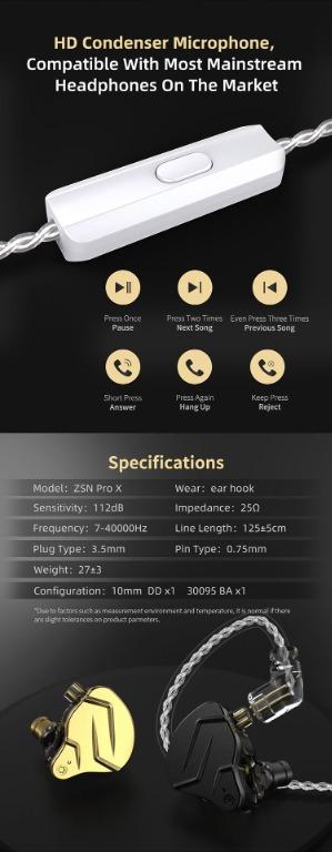 [🎶SG] KZ ZSN PRO X, IEM Earphones, 1BA 1DD With MIC (Category: Earphones) located in Singapore. Submitted by sam_audio (Listing ID 1037471358, Image 5). Description: AUTHORIZED KZ DEALER (>‿◠)✌ SAM AUDIO 🎵 AUTHORIZED KZ DEALER - 1 Year Local Warranty & Aftersales Support 📦 Receive in 3 Days - Ninjavan Delivery ($5) - Free Ninjavan Delivery for purchases above $50 - Or top up $30 for Express Delivery (End of day) 💲 Best Price Guaranteed - We w