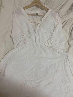 Cottagecore Boho Fairycore White Laced up Dress