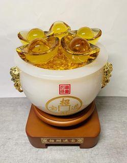 Glazed Glass Jade Treasure Bowl (With base) 琉璃玉聚宝盆(有底座)