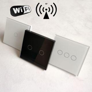 Smart Home WiFi RF Wall Touch Switch Luxury Tuya Smart Life integrate with Google Home, Google Nest, Amazon Alexa, Tmall Elf voice control, IFTTT and etc. ❌ No Neutral 🔌 and Hub required