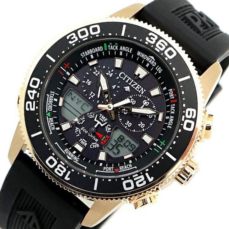 Citizen Promaster Marine Eco-Drive JR4063-12E Solar Diving 200m Watch (Category: Men's Watches) located in Singapore. Submitted by skinxstyle (Listing ID 1076976690, Image 4). Description: Citizen Promaster Marine Series #JR4063-12E 200m Water Resistance Chronograph Function Perpetual Calendar World Time Dual Time Alarm Rose Gold Stainless Steel Case Rubber Strap Eco-Drive Movement Caliber: C660 Mineral Crystal Black Dial Analog Digital Display L