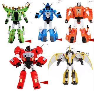 Transformers Taiba Tai Ba Metal Version - The Brave Dino Warriors Special Team (Set of 5 Colored Version )(aka Upsized POTP Volcanicus Dinobot ) (MISB) plus One Free Autobot Dry Decal