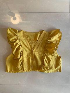 mustard flutter crop top