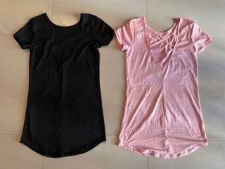 black / pink tshirt dress