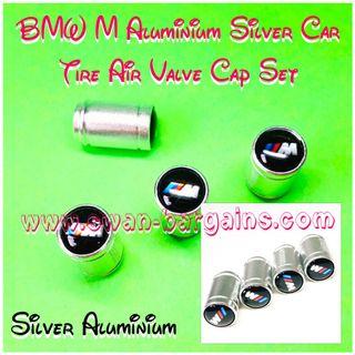 4pcs BMW Matte Black Silver Chrome Round Head Aluminum Car Tyre Stem Valve Tire Caps Air Cover
