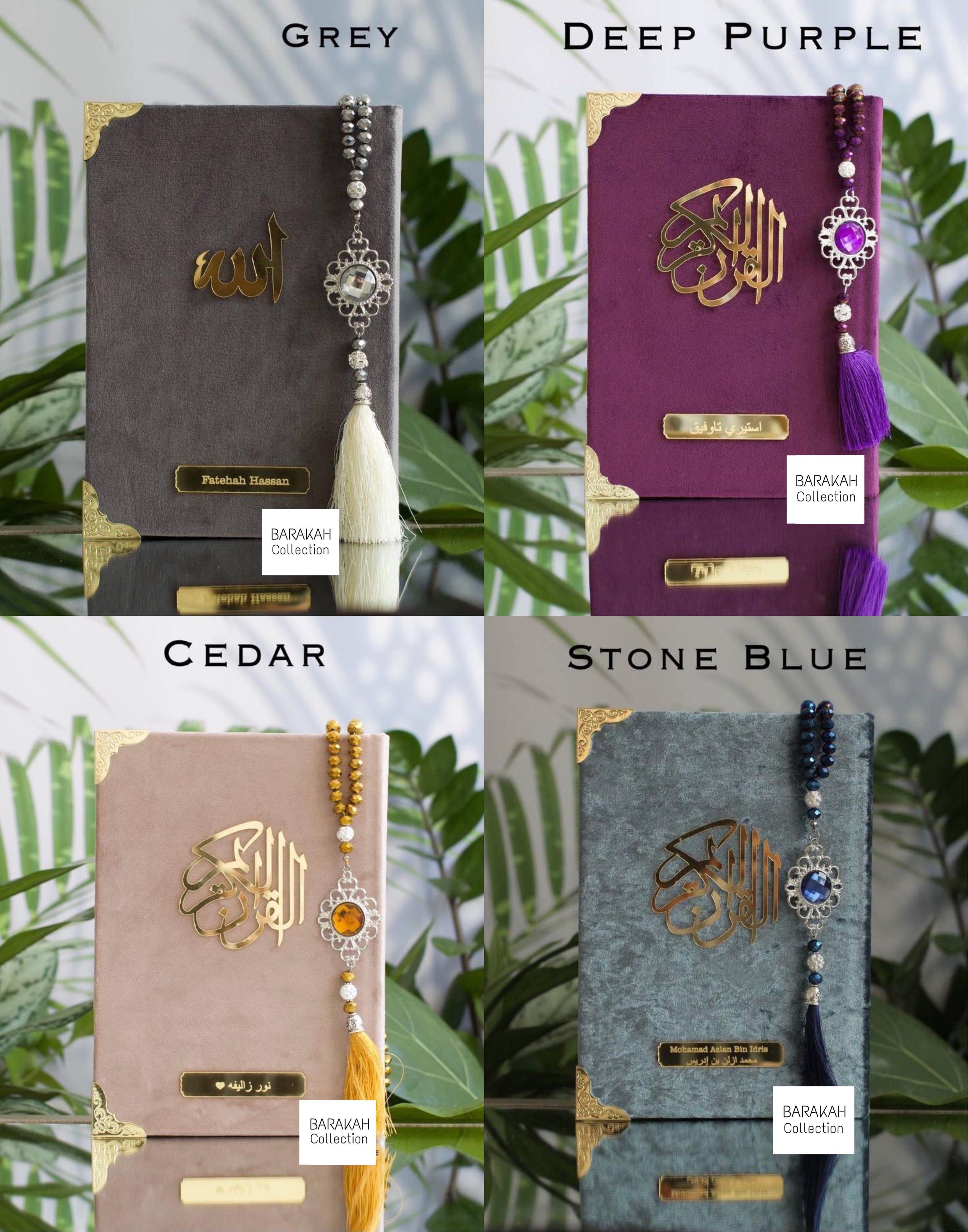 Al-Quran Premium Velvet Cover + Al-Quran Size A5 (Without Tagging) (Category: Religion Books) located in Singapore. Submitted by barakah.collection.sg (Listing ID 1071881741, Image 8). Description: 📢 Al-Quran Premium Velvet - 19 Colours ((Available Size A4/A5)) • Items open for Preorder. 📌Boleh dibuat sebagai Hantaran 📌 Tambah Nama Plate (Jawi/Rumi) extra $15 (Refer to 2nd/3rd/4th photos) (❌DISCONTINUED) 📌 Tambah Edge Gilded (Warna Tepi) extr