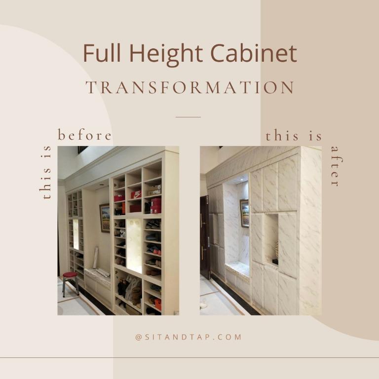 Relaminate Interior Film refresh for outdated carpentry /w 0% instalment (Category: Shelves, Cabinets & Racks) located in Singapore. Submitted by orbitour_singapore (Listing ID 1138244162, Image 9). Description: Got a new home with good condition cabinets and wardrobe? Is it time to refresh your home interior on all those outdated carpentries? Lets get your house ready for the festive seasons in the most affordable way! Want to save up to 70% on 