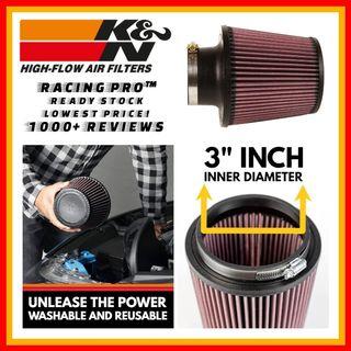🔥[SALE!] K&N OPEN POD 3 INCH AIR FILTER, UNIVERSAL FIT 3" INNER FLANGE DIAMETER  | K&N AIR FILTER | RACINGPRO-890