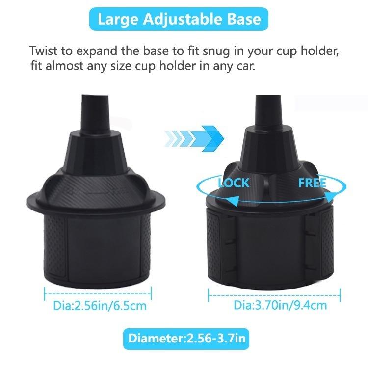 Universal Car Cup Holder Cellphone Mount Stand 360 Degrees Adjustable Car Phone Holder Firm Fit Clamping for Smartphones (Category: Other Electronics) located in Singapore. Submitted by redroost (Listing ID 1194296035, Image 9). Description: ABOUT THE PRODUCT: * The holder grips your device tightly and prevents it from falling and damage. suitable for mobile phones' width from 5cm to 9.5cm. * Adjustable and fits firmly in the cup holder for a car