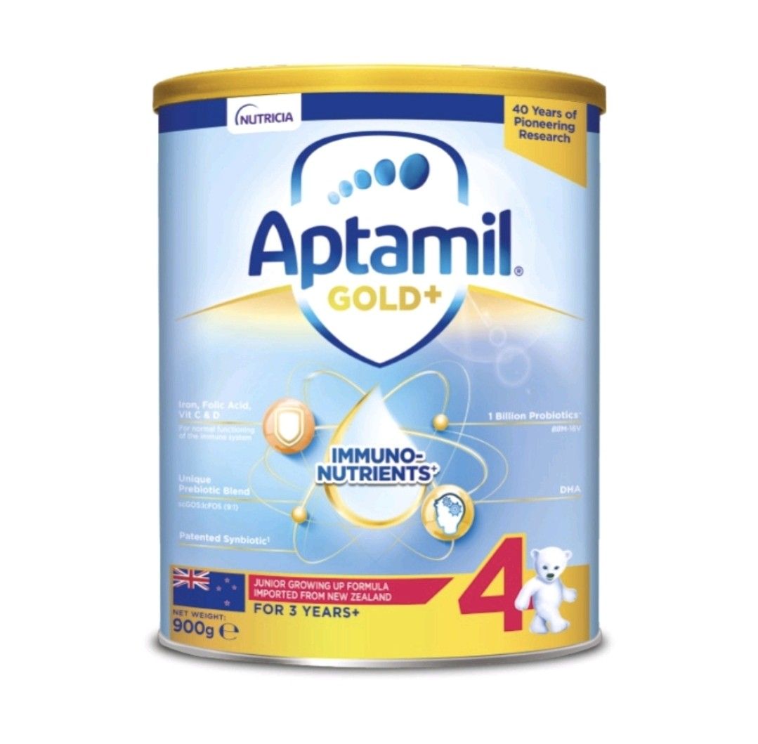 Aptamil Gold+ Stage 4 (Category: Breastfeeding & Bottle Feeding) located in Singapore. Submitted by LeKit77 (Listing ID 1199453123, Image 1). Description: Aptamil Gold+ Stage 4 - 900g Same as local supermarkets. Best before July 2027 Self collect at Tampines or discuss for meetup at convenient mrt listed or delivery..