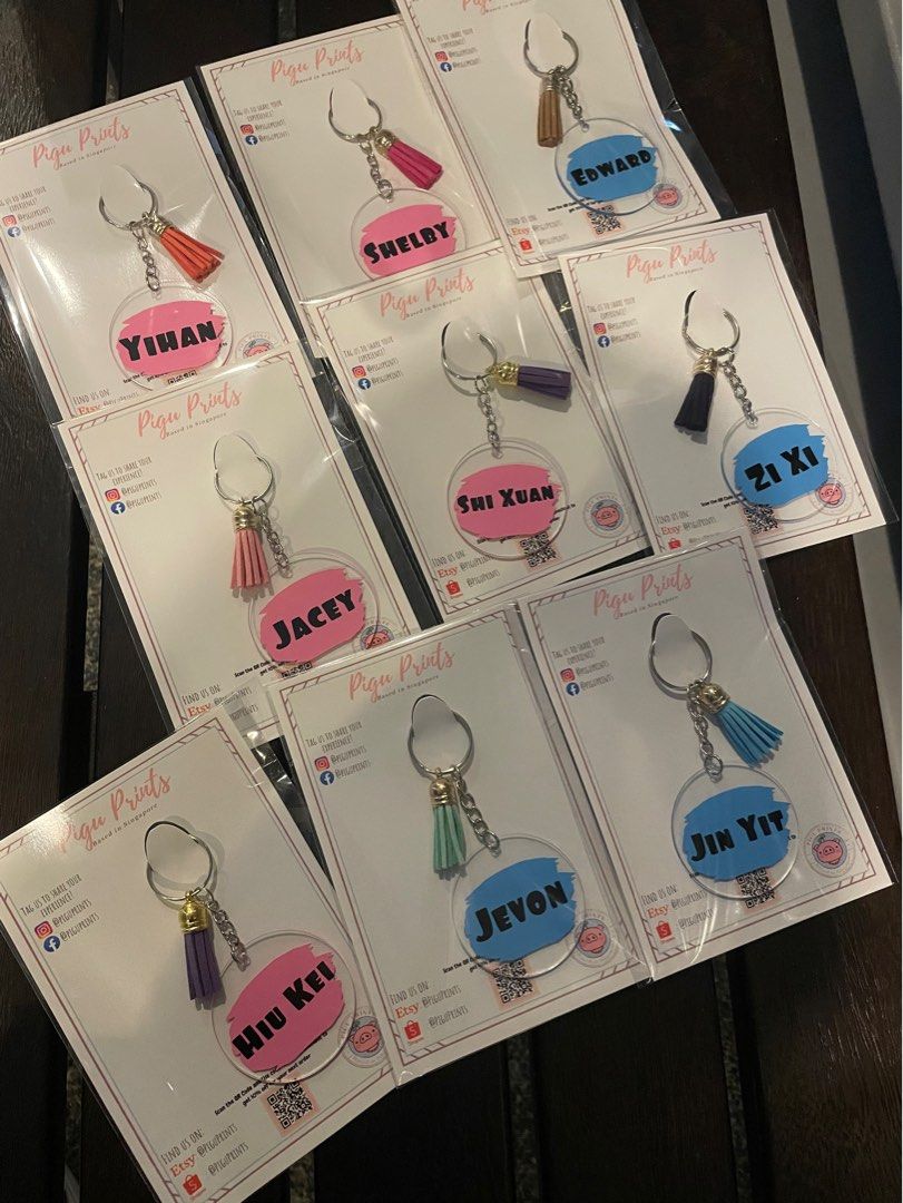 Christmas Customisable gift |Acrylic Keychains tassel|Personlised Muji Notebooks | Personalize Wine & Champagne Gifts| Nurse’s day |Teacher’s day (Category: Handmade Craft) located in Singapore. Submitted by convert_cash (Listing ID 1132296741, Image 5). Description: ** Personlised round keychain & bag tag** Acrylic blank: 5cm x 5cm Keyring: 5cm Tassel assorted colors Specific color tassel +$0.20/pc Choice of design #1, #2, #3 #4, #5 CNY theme Ch
