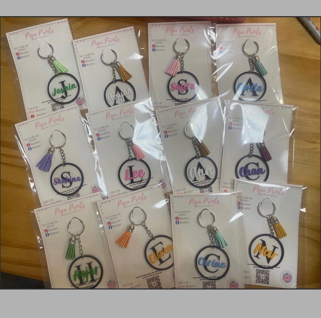 Christmas Customisable gift |Acrylic Keychains tassel|Personlised Muji Notebooks | Personalize Wine & Champagne Gifts| Nurse’s day |Teacher’s day (Category: Handmade Craft) located in Singapore. Submitted by convert_cash (Listing ID 1132296741, Image 1). Description: ** Personlised round keychain & bag tag** Acrylic blank: 5cm x 5cm Keyring: 5cm Tassel assorted colors Specific color tassel +$0.20/pc Choice of design #1, #2, #3 #4, #5 CNY theme Ch