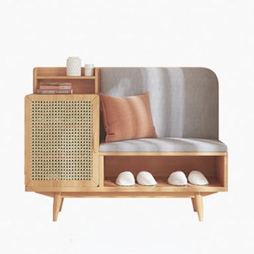 Fujiwara Shoe Bench (Category: Shelves, Cabinets & Racks) located in Singapore. Submitted by lafloriahomedecor (Listing ID 1142443661, Image 4). Description: Assembly needed. Installation tool kit & manual are provided for free. About this product: Materials: America FAS Ashwood, hand-braided rattan doors, leather door handle. High density foam cushion. Warranty: 2 years Care: Avoid direct contact with water or directly sunlight Please note this 