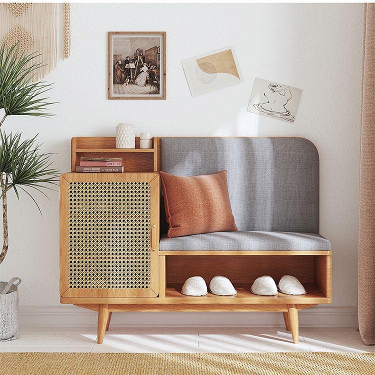 Fujiwara Shoe Bench (Category: Shelves, Cabinets & Racks) located in Singapore. Submitted by lafloriahomedecor (Listing ID 1142443661, Image 3). Description: Assembly needed. Installation tool kit & manual are provided for free. About this product: Materials: America FAS Ashwood, hand-braided rattan doors, leather door handle. High density foam cushion. Warranty: 2 years Care: Avoid direct contact with water or directly sunlight Please note this 