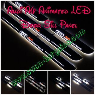 4pcs Audi A4 A5 A6 A7 White Light Design LED Strip Panel Sweeping Glowing Animated Moving Running Illuminated LED Door Sill Scuff Plates Protector Light Panel