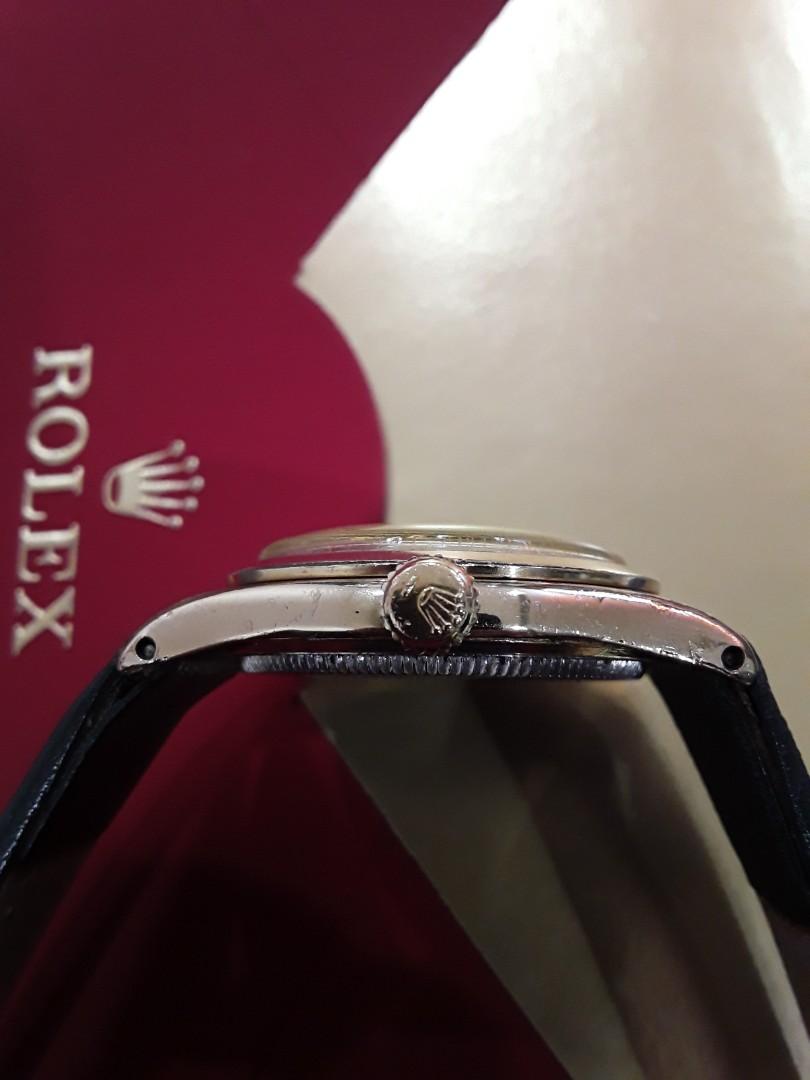1956 Rolex Oyster Speedking 6418 in Gold 40micron not 6694 6494 6424 (Category: Watches) located in Singapore. Submitted by hxhcollections (Listing ID 1171087977, Image 3). Description: A beautiful genuine Rolex Oyster Speed king model 6418 in 40 micron gold for sale. A beautiful "369 explorer dial". Rarely available in this condition. Thanks for your interest..