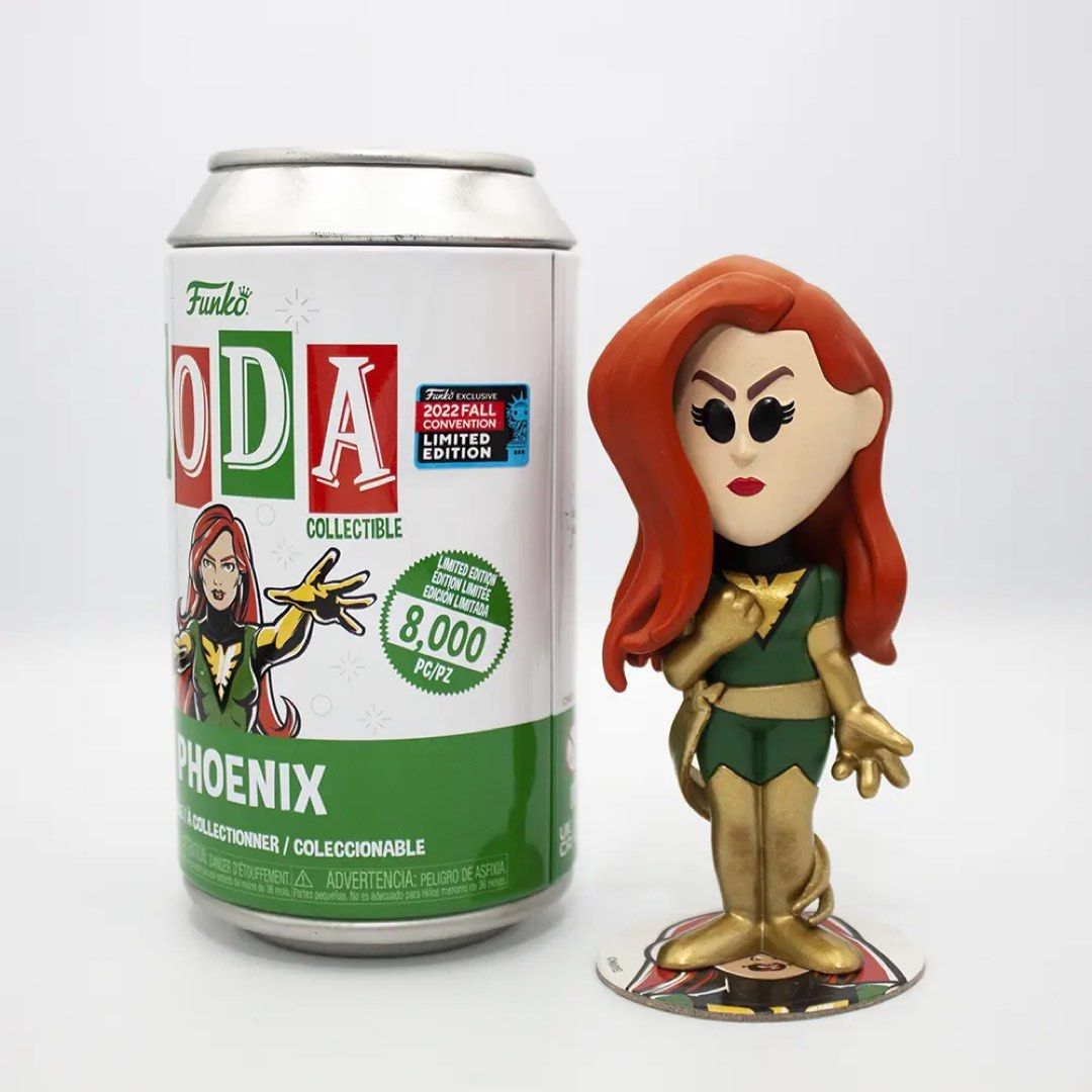 Jean grey Phoenix Soda, x-men, funko (Category: Designer & Blind Box Toys) located in Singapore. Submitted by Redcubes (Listing ID 1196515404, Image 1). Description: Jean grey Phoenix Soda, x-men, funko. 2022 fall convention exclusive Brand new. Outer plastic has been removed to check for chase. The item above is the common variant. .