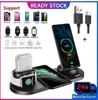 Wireless Charger 6 in 1 Wireless Chargers Station Charging Stand Qi for Apple Watch AirPods iPhone 14 13 12 11 Pro Max Xiaomi