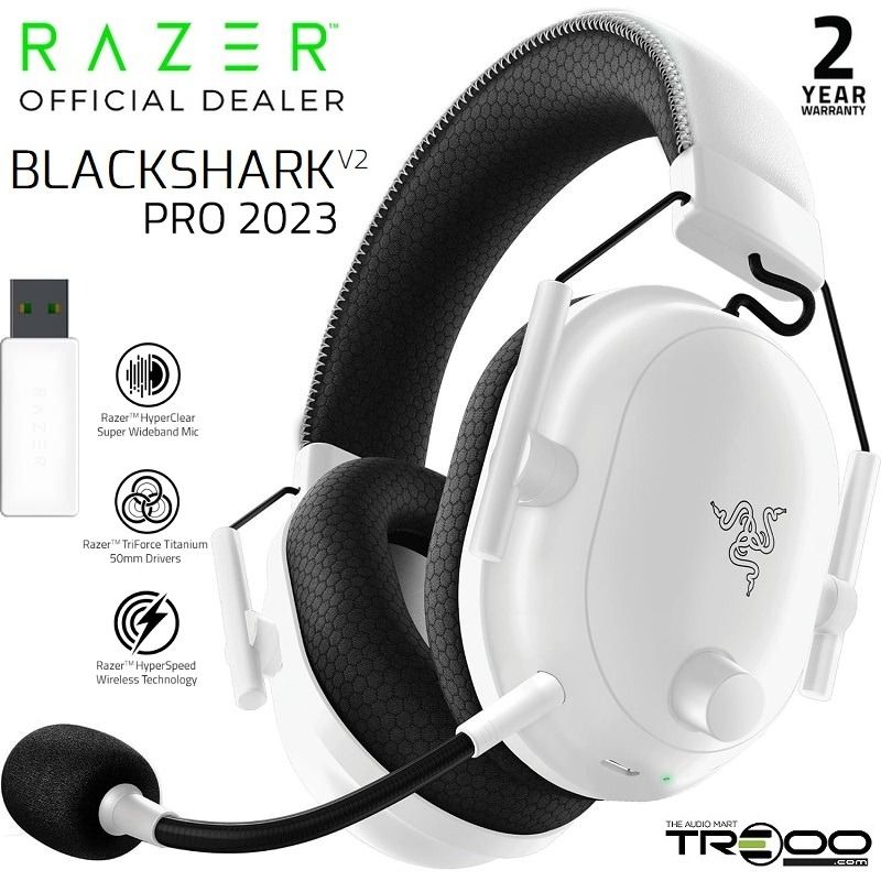 [Official]($8.80 Cashback!) Razer BlackShark V2 Pro (2023 Edition) Wireless Bluetooth+2.4GHz Over-Ear Gaming Headset with Boom Microphone (Category: Headphones & Headsets) located in Singapore. Submitted by treoo (Listing ID 1037486639, Image 2). Description: 🔥✨Promotion valid 1st Aug - 31st Aug 2026 only; while stocks last! ✨🔥 ★ 2.4GHz wireless connection to ensure lossless audio that’ll always stay synced to your game. ★ RAZER™ Triforce Titan