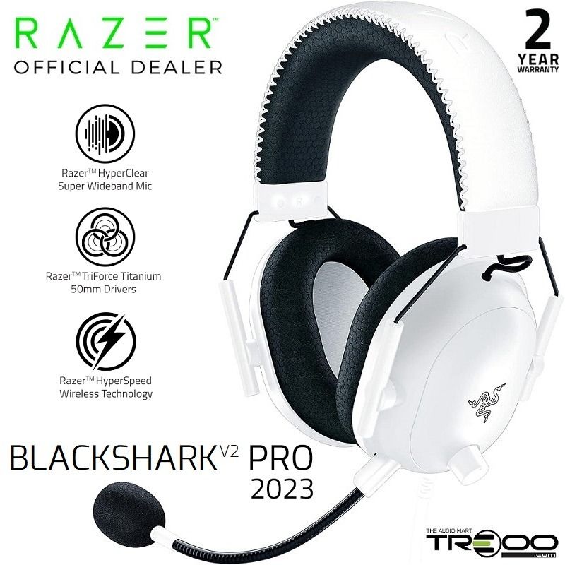 [Official]($8.80 Cashback!) Razer BlackShark V2 Pro (2023 Edition) Wireless Bluetooth+2.4GHz Over-Ear Gaming Headset with Boom Microphone (Category: Headphones & Headsets) located in Singapore. Submitted by treoo (Listing ID 1037486639, Image 4). Description: 🔥✨Promotion valid 1st Aug - 31st Aug 2026 only; while stocks last! ✨🔥 ★ 2.4GHz wireless connection to ensure lossless audio that’ll always stay synced to your game. ★ RAZER™ Triforce Titan