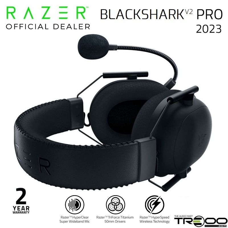 [Official]($8.80 Cashback!) Razer BlackShark V2 Pro (2023 Edition) Wireless Bluetooth+2.4GHz Over-Ear Gaming Headset with Boom Microphone (Category: Headphones & Headsets) located in Singapore. Submitted by treoo (Listing ID 1037486639, Image 3). Description: 🔥✨Promotion valid 1st Aug - 31st Aug 2026 only; while stocks last! ✨🔥 ★ 2.4GHz wireless connection to ensure lossless audio that’ll always stay synced to your game. ★ RAZER™ Triforce Titan