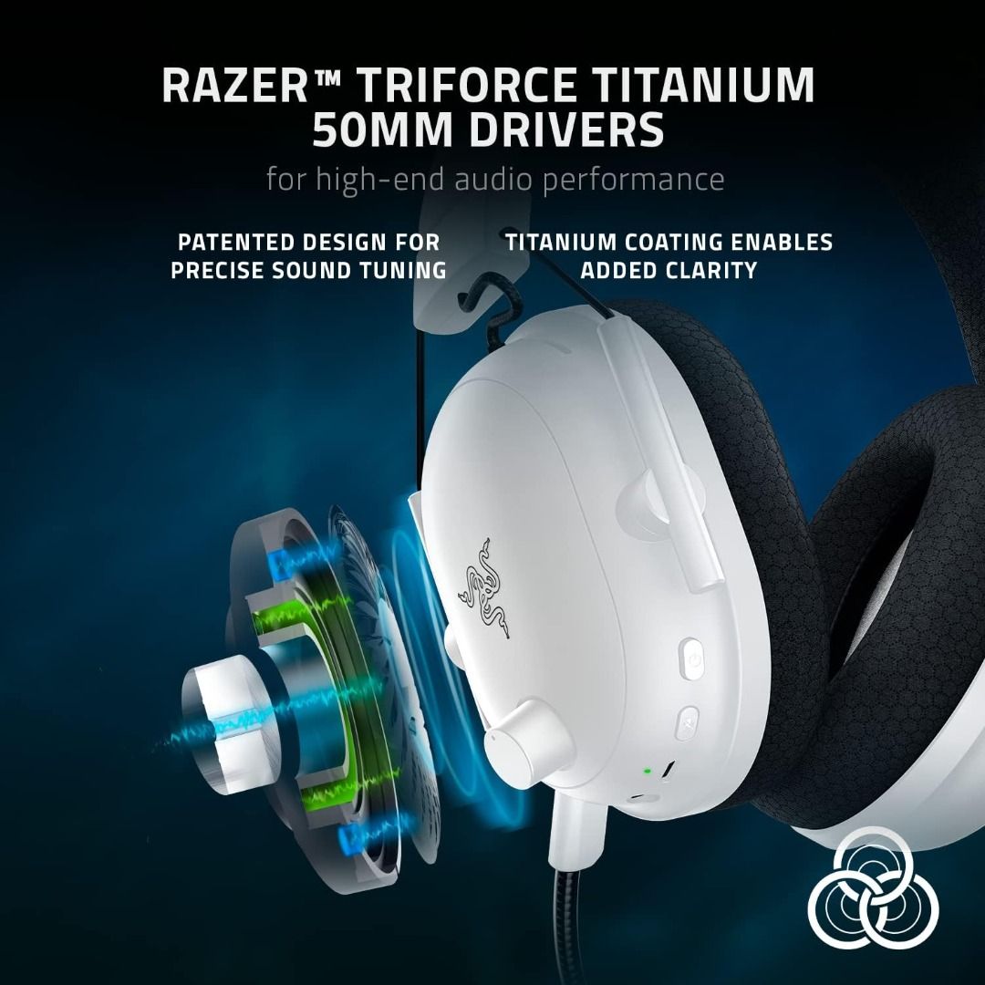 [Official]($8.80 Cashback!) Razer BlackShark V2 Pro (2023 Edition) Wireless Bluetooth+2.4GHz Over-Ear Gaming Headset with Boom Microphone (Category: Headphones & Headsets) located in Singapore. Submitted by treoo (Listing ID 1037486639, Image 8). Description: 🔥✨Promotion valid 1st Aug - 31st Aug 2026 only; while stocks last! ✨🔥 ★ 2.4GHz wireless connection to ensure lossless audio that’ll always stay synced to your game. ★ RAZER™ Triforce Titan