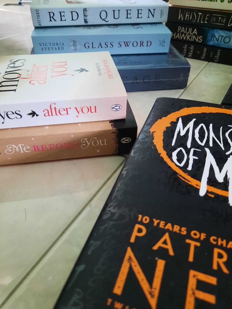 $5-$8 YA/ADULT BOOKS CLEARANCE! (Category: Storybooks) located in Singapore. Submitted by bookish.finds (Listing ID 1258787161, Image 3). Description: Books include genres from: fantasy, romance, sci-fi, queer, thrillers & contemporary. Slide 2: All $6 Patrick Ness - More Than This [SOLD] Gary Meehan - True Dark Tabitha Suzuma - Forbidden Frances Hardince - The Lie Tree Slide 3: Jojo Moyes - Me Before You & After You ($12) [SOLD] Victoria Aveyard