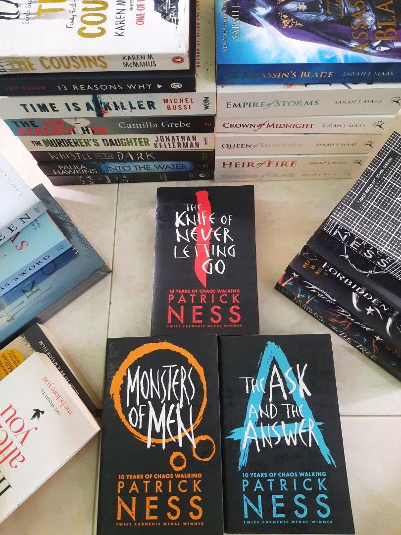 $5-$8 YA/ADULT BOOKS CLEARANCE! (Category: Storybooks) located in Singapore. Submitted by bookish.finds (Listing ID 1258787161, Image 1). Description: Books include genres from: fantasy, romance, sci-fi, queer, thrillers & contemporary. Slide 2: All $6 Patrick Ness - More Than This [SOLD] Gary Meehan - True Dark Tabitha Suzuma - Forbidden Frances Hardince - The Lie Tree Slide 3: Jojo Moyes - Me Before You & After You ($12) [SOLD] Victoria Aveyard