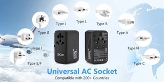 LENCENT GaN III 100W Universal Travel Adapter, International Charger with 2 USB Ports & 2 USB-C PD Fast Charging Adaptor, Worldwide Wall Charger with Type-C Fast Charger for iPhone,Samsung,Laptops, Type A/C/G/I (USA/UK/EU/AUS)
