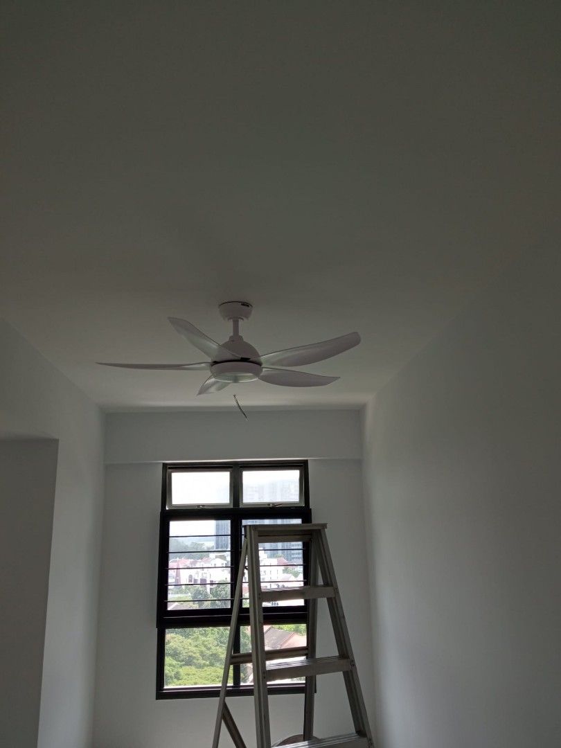 Ceiling fan installation (Category: Lighting & Electrical Services) located in Singapore. Submitted by simon7345 (Listing ID 1229233871, Image 3). Description: Electrical services:- 1.Installation for ceiling fan (all types of fan install) 2.Install ceiling lights 3.Install light switch 4.Install Chandler lights 5.Install switch 6.Install PowerPoint 7.Install water heater 8.Install down light 9.Install track light 10.Install curtain Rod & track 1