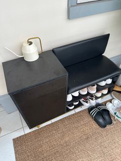 Black shoe cabinet with sitting