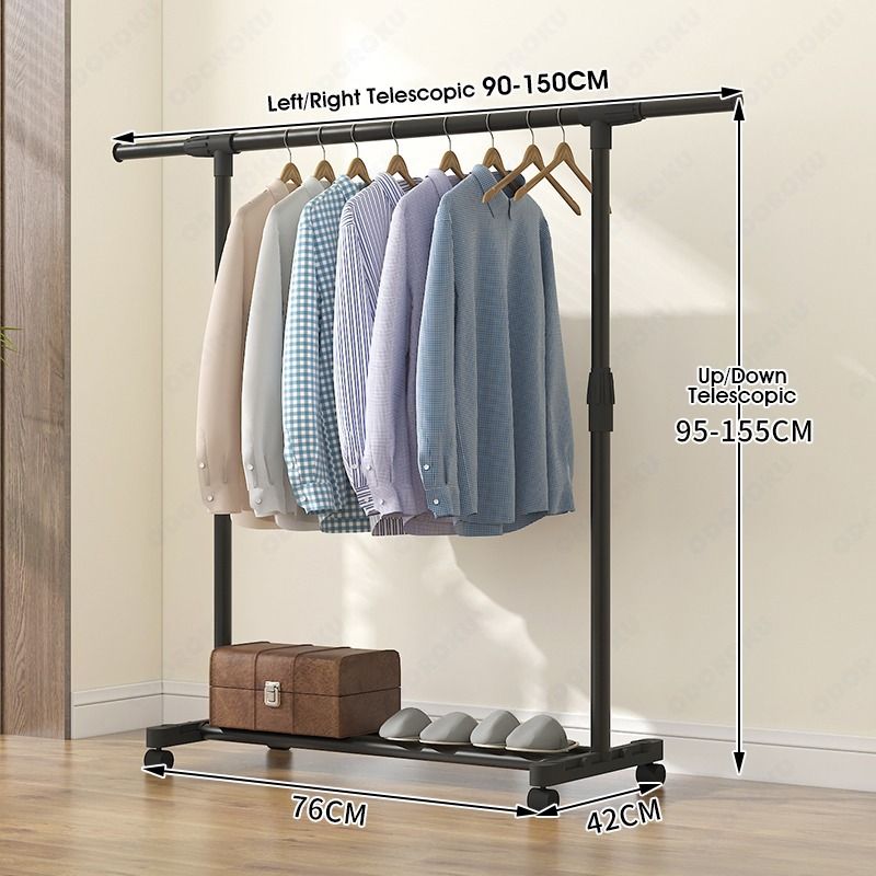ODOROKU Height & Length Adjustable Clothes Rack for Hanging Clothes Clothing Rack, Rolling Garment Rack, Hanging Rack for Clothes, Double Rod Wardrobe Rack with Lockable Wheels (Category: Clothes Drying Rack) located in Singapore. Submitted by odoroku (Listing ID 1235200790, Image 6). Description: Product details of ODOROKU Height & Length Adjustable Clothes Rack for Hanging Clothes Clothing Rack, Rolling Garment Rack, Hanging Rack for Clothes, D