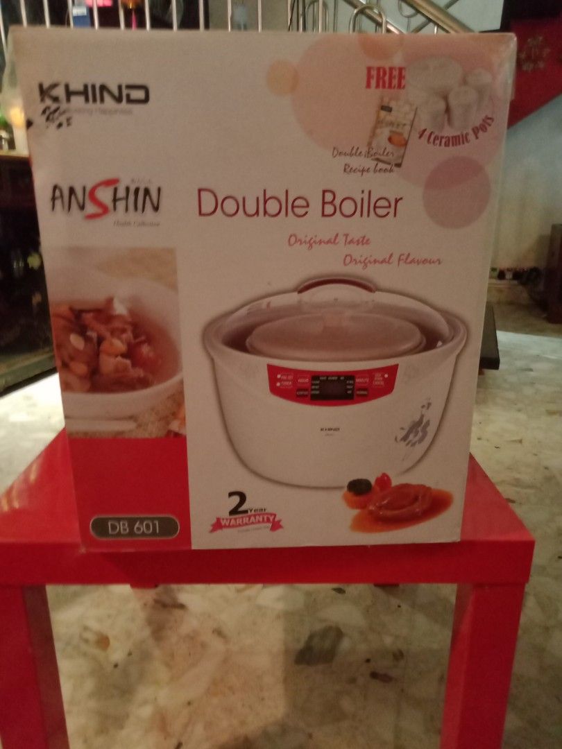 Khino Double Boiler (Category: Cookware & Accessories) located in Singapore. Submitted by birkmans (Listing ID 1239989650, Image 3). Description: Double boiler won in lucky draw box open to check but never used.