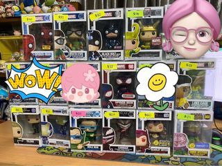 Marvel Funko Pops - Spider-man, Doctor Octopus, Black Bolt, Loki, Scream Symbiote, Carnage, Scarlet Witch, Yelena, Rescue, Luke Cage, Zombie Mysterio