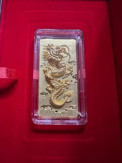 999.9 24K 50g Pure Solid 3D Dragon Goldbar