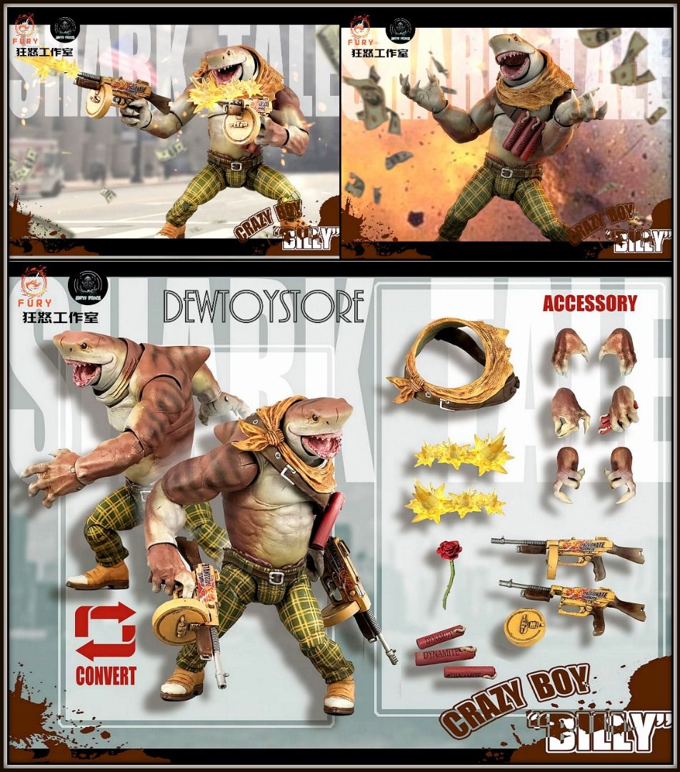 ⭐ [𝗣𝗿𝗲-𝗼𝗿𝗱𝗲𝗿] Fury Toys / Mithril Action / Muff Toys Action Figure - Abyssal Power Shark Tale Wave 1 - Set of 3 / Public Enemy Arthur / Crazy Boy Billy / Fierce Beast Gypsy / No.02 Guardian of The Horde - Berserker / MF06 Top Agent STD/DLX ⭐ (Category: Toy Figures) located in Singapore. Submitted by dewtoystore (Listing ID 1243952002, Image 4). Description: ⭐ [𝗣𝗿𝗲-𝗼𝗿𝗱𝗲𝗿] Fury Toys / Mithril Action / Muff Toys Action Figure ⭐ _____