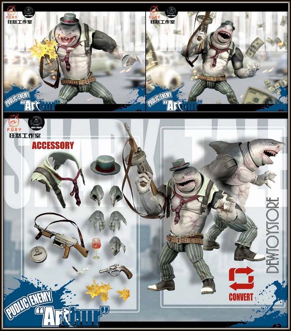 ⭐ [𝗣𝗿𝗲-𝗼𝗿𝗱𝗲𝗿] Fury Toys / Mithril Action / Muff Toys Action Figure - Abyssal Power Shark Tale Wave 1 - Set of 3 / Public Enemy Arthur / Crazy Boy Billy / Fierce Beast Gypsy / No.02 Guardian of The Horde - Berserker / MF06 Top Agent STD/DLX ⭐ (Category: Toy Figures) located in Singapore. Submitted by dewtoystore (Listing ID 1243952002, Image 3). Description: ⭐ [𝗣𝗿𝗲-𝗼𝗿𝗱𝗲𝗿] Fury Toys / Mithril Action / Muff Toys Action Figure ⭐ _____