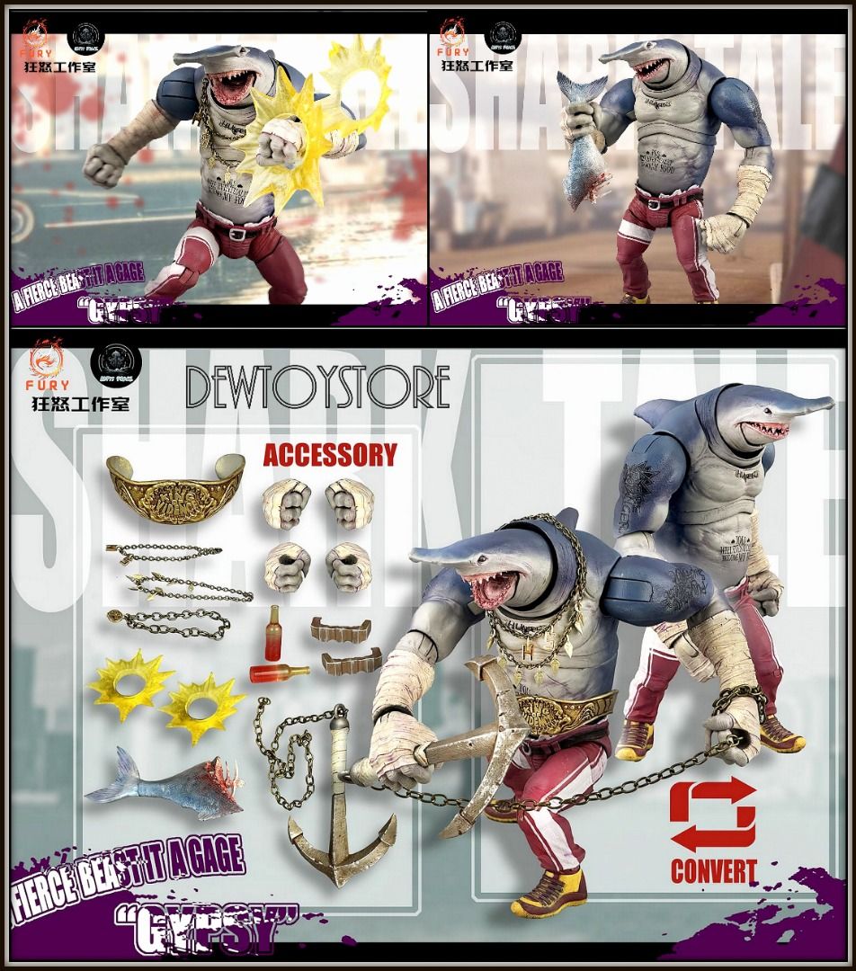 ⭐ [𝗣𝗿𝗲-𝗼𝗿𝗱𝗲𝗿] Fury Toys / Mithril Action / Muff Toys Action Figure - Abyssal Power Shark Tale Wave 1 - Set of 3 / Public Enemy Arthur / Crazy Boy Billy / Fierce Beast Gypsy / No.02 Guardian of The Horde - Berserker / MF06 Top Agent STD/DLX ⭐ (Category: Toy Figures) located in Singapore. Submitted by dewtoystore (Listing ID 1243952002, Image 5). Description: ⭐ [𝗣𝗿𝗲-𝗼𝗿𝗱𝗲𝗿] Fury Toys / Mithril Action / Muff Toys Action Figure ⭐ _____