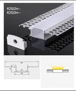 ALUMINIUM PROFILE 2M FOR LED STRIP -WIDER WIDTH / CONCEAL TYPE