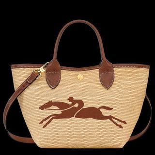 Longchamp Top Handle Straw Bag in Brown